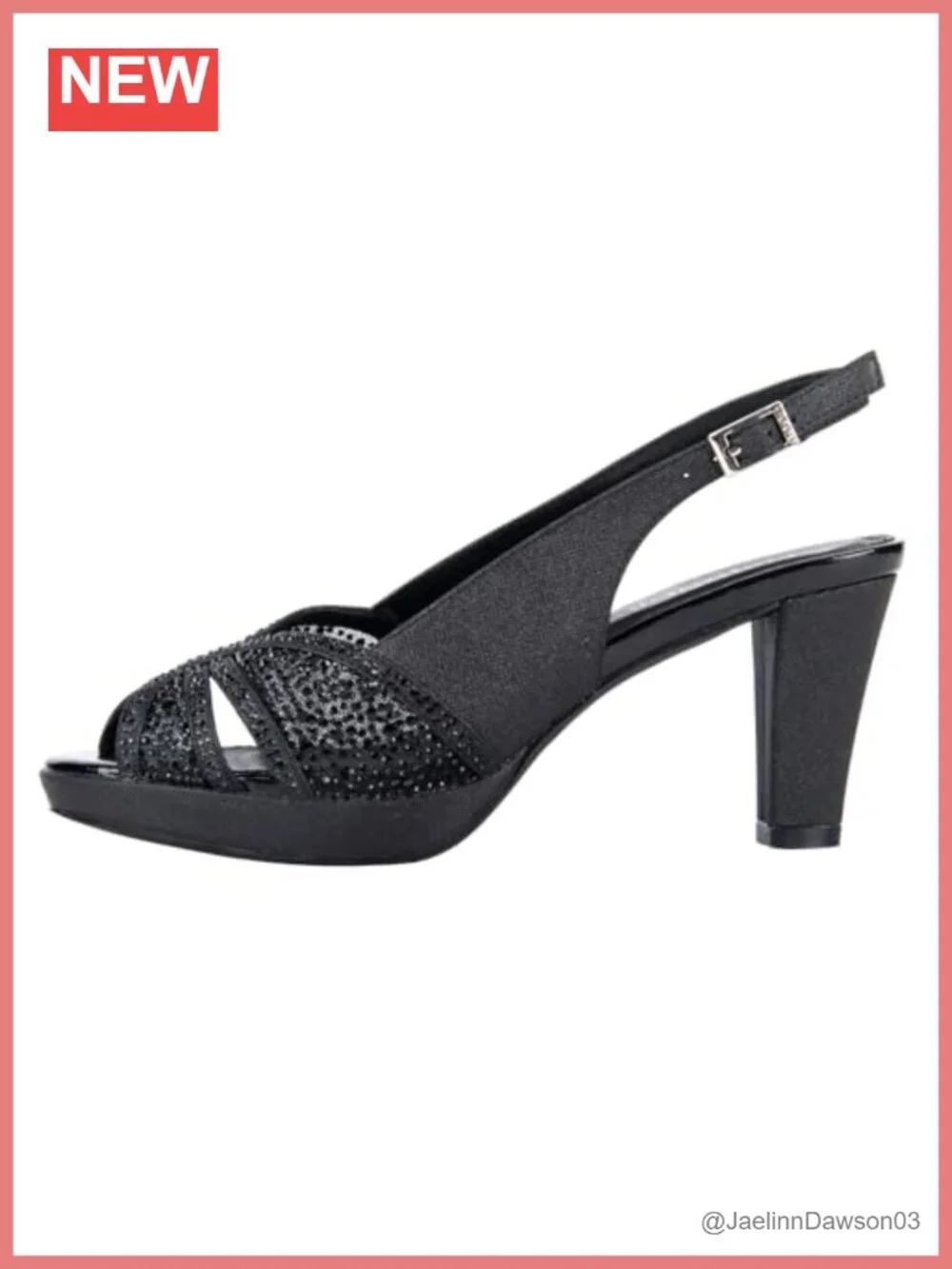 Slingback Mid Heel Platform Rhinestone Sandals Peep Toe Sparkly